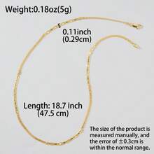 1pc Minimalist Style 14k Gold Plated Copper Alloy Splicing Chain Necklace, Suitable For Daily Wear - Gold 1 - View 7