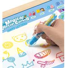 Children's Magic Water Drawing Mat, Colorful Writing & Painting Doodle Cloth With 2 Water Painting Brushes - Blue - View 4