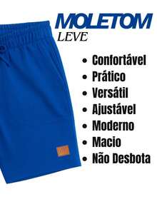 Kit com 3 Bermudas de Moletom Algodão Menino com 2 Bolsos Grandes - Preto/Royal/Marinho - Visão 4