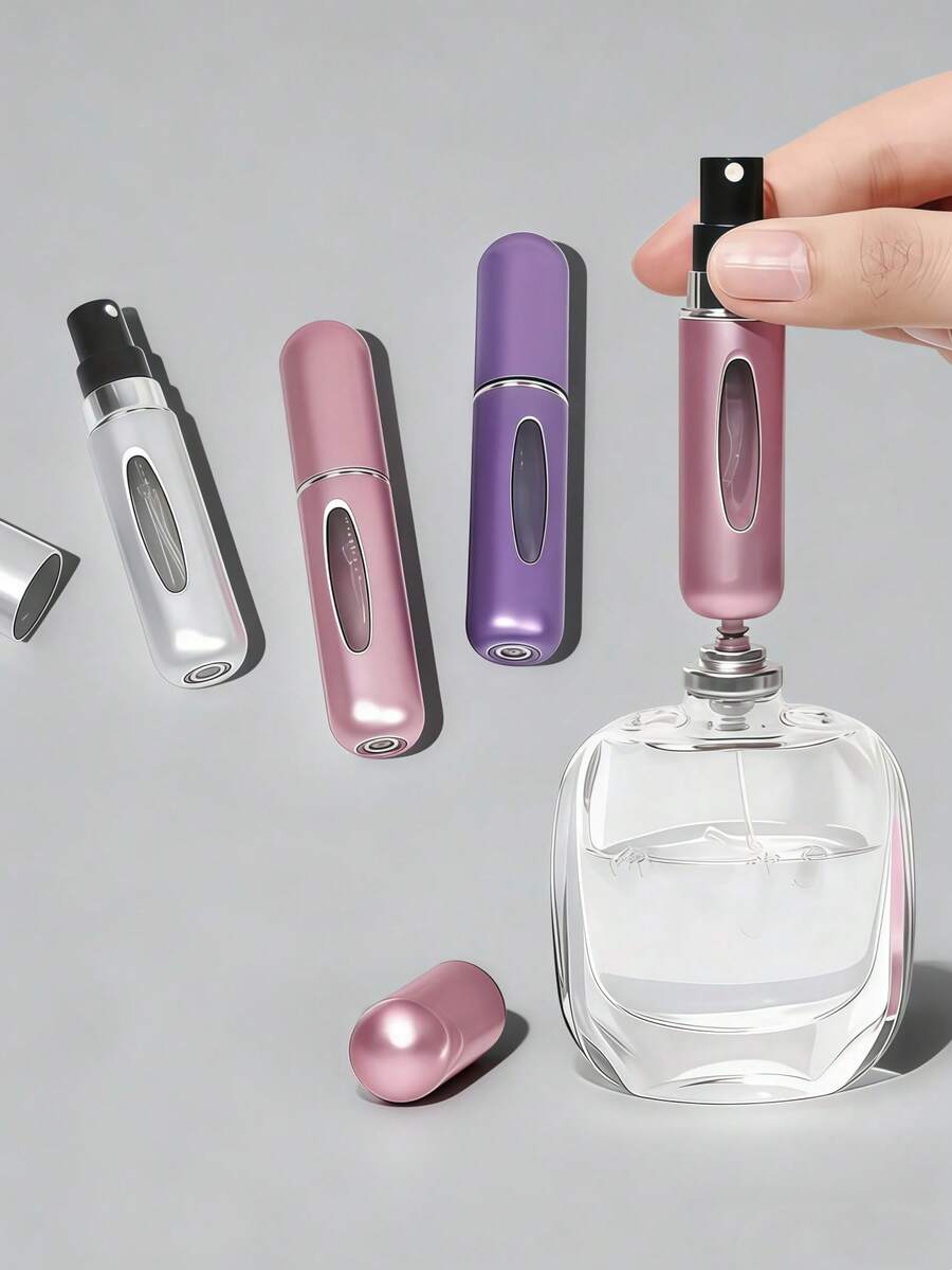 1pc/2pcs/3pcs/4pcs/5pcs- 5ml Refillable Perfume Bottle, Travel Perfume Bottle, Cosmetic Container, Ladies Perfume Atomizer, Mini Portable Liquid Dispenser Bottle, Elegant Small Gift - Pink, Blue, Black, Gold, Silver, Light Blue, Rose Red, Gray, Green, Red Available