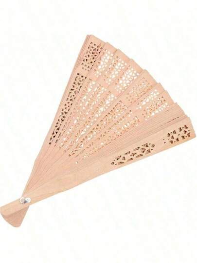 Abanico plegable de sándalo chino | Abanico de mano de madera hueca | Abanico portátil personal | Adecuado para bodas, decoración del hogar, celebraciones de cumpleaños | Artesanía exquisita - Abanico de madera tradicional, adecuado para regalos y decoración