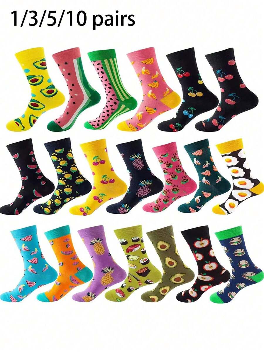 1/3/5/6/10双装男士透气网眼跑步袜，运动踝袜，带缓冲鞋底 - 彩色 - 查看 1