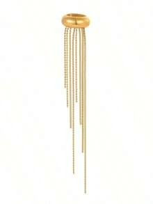 1pc INS Fashionable Elegant Long Tassel Stainless Steel Ear Cuff Earrings, Suitable All Occasions, Party, Daily Commute, Choice ZRRU - Vàng 2 - Xem 3
