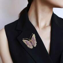 1pc Fashionable Rhinestone Butterfly Brooch, Elegant Clothing Accessory - Multicolor - View 3