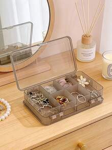 1 szt. Przenośne pudełko do przechowywania biżuterii, wielowarstwowe, o dużej pojemności, organizer na biżuterię, pyłoszczelne pudełko na biżuterię z przegródkami na kolczyki, naszyjniki, pierścionki, bransoletki, uchwyt do ekspozycji biżuterii, etui do przechowywania dla kobiet, dekoracja pokoju, kosmetyczka - Zobacz 3
