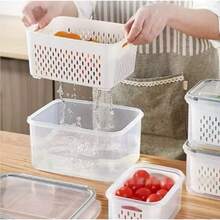 Set Of 3 Airtight Containers With Secure Sealing Lids And Stackable Design For The Refrigerator. - 小+中+大 - 查看 6