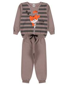 Cute Tiger Striped Children's Fleece Set - A0003 - 查看 3