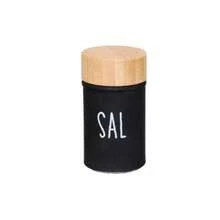 Glass Salt Shaker With The Word "Salt" And Natural Bamboo Lid - màu đen - Xem 6