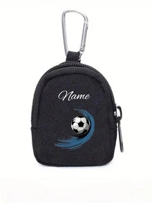 1pc Personalized Mini Football Print Zipper Coin Purse With Keychain - Black Wallet Style Pouch, Zipper Closure, Suitable For Sports, Outdoor Travel, Birthday Gift, Daily Use, Outing, Travel, Shopping, Mini Wallet, Pendant, Packaging Decor - متعدد الألوان - مشاهدة 9
