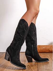 Fashionable Women's Western Boots For Spring And Summer - Black - View 2