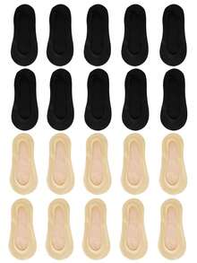 1/5/10 Pairs Women's Silicone Non-Slip Invisible Socks, Icy Silk Summer Thin Breathable Low-Cut Boat Socks - Multicolor - View 12