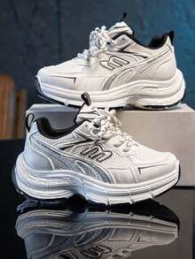 1 双春季新款透气网眼儿童运动鞋，女童轻便休闲厚底运动鞋，男童防滑耐用跑步鞋， - 米色 - 查看 3