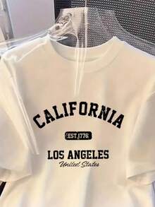 Women's T-Shirt, 100% Cotton, With A California Los Angeles Print, Made From Casual And Comfortable Cotton Material. - 白色 - 查看 2