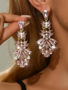 Mẫu mới năm 2026: 1 đôi bông tai đính đá pha lê lấp lánh sang trọng, màu chuyển sắc, rất phù hợp cho phụ nữ đeo hàng ngày, đi nghỉ mát, dự tiệc, tiệc cưới, hẹn hò, tiệc tùng. - Bông tai MS420 - Xem 2