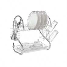 Dish Drainer For 12 Places In -Plated Steel With Cutlery Holder - 查看 5