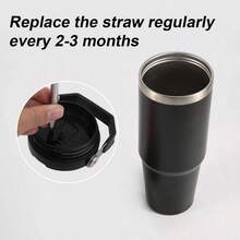 Stainless Steel Accessories Iceflow Flip 30oz, 6 Pack Metal Reusable Stainless Steel Tumbler Straws With 2PCS Straw Cleaner Brushes Parts Accessories - 銀色 - 查看 5