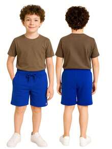 Set Of 3 Boys' Cotton Fleece Shorts With 2 Large Pockets - Royal/Royal/Royal - View 5