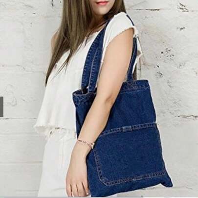 Bolsa Jeans Feminina de Ombro Casual – Estilo Moderno e Versátil