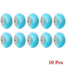 10颗经典蓝色水晶大孔串珠，适用于手链、钥匙扣、项链等DIY首饰制作配件 - 珠 - 查看 5