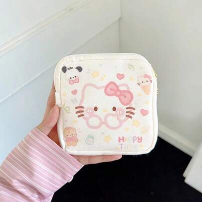 SANRIO 1pc Cute Cartoon  Girl Sanitary Pad Storage Bag, Minimalist Compact Adorable Mini Gift For Women
