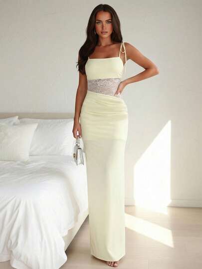 Women's Contrast Lace Sexy Vacation Wedding Party Dress