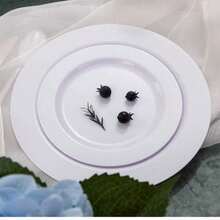50/25/12pcs Pure White Plate Set, Includes 7.5-Inch Dessert Plates And 10.25-Inch Dinner Plates, Easy To Clean And Reusable, Suitable For Any Occasion. Whether You're Serving Salad, Barbecue, Appetizers Or Desserts, These Elegant Pure White Plates Can Meet All Your Needs. - White - View 3