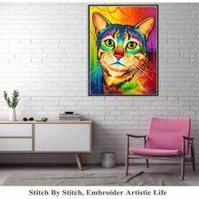 LaoJieYuan 2026新款可爱猫咪爱宠可爱猫咪家庭十字绣套件卡通彩色动物系列预印DIY刺绣套件爱好DIY套件工艺品刺绣套件十字绣套件钩针套件戳绣套件缝纫配件缝纫套件绣线工艺套件针线材料缝纫图案钩针工艺用品刺绣套件初学者缝纫图案 - 需要自己繡-不含框架 - 查看 7