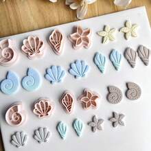 4pcs Summer Ocean Animal Polymer Clay Cutters, Seashell Starfish Shaped Polymer Clay Cutter Molds For Earrings, Brooches, Pendants, High Precision Polymer Clay Or Ceramic Molds - Apricot - View 7
