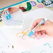 Children's Magic Water Drawing Mat, Colorful Writing & Painting Doodle Cloth With 2 Water Painting Brushes - Blue - View 7