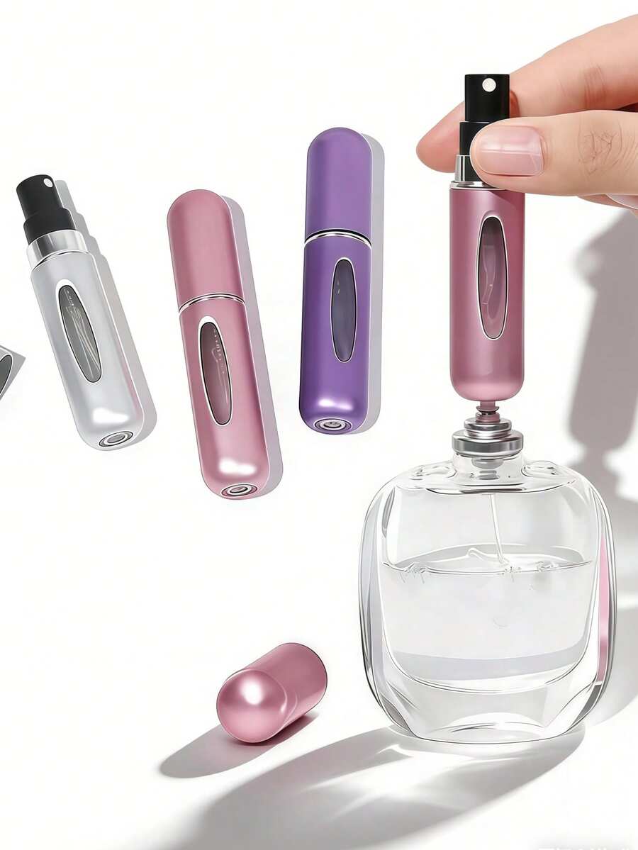 1pc/2pcs/3pcs/4pcs/5pcs- 5ml Refillable Perfume Bottle, Travel Perfume Bottle, Cosmetic Container, Ladies Perfume Atomizer, Mini Portable Liquid Dispenser Bottle, Elegant Small Gift - Pink, Blue, Black, Gold, Silver, Light Blue, Rose Red, Gray, Green, Red Available