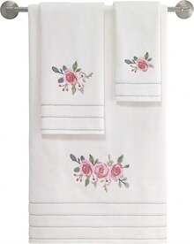Avanti Linens - Hand Towel, Soft & Absorbent Cotton Towel (Spring Garden Collection) - White Us - View 8