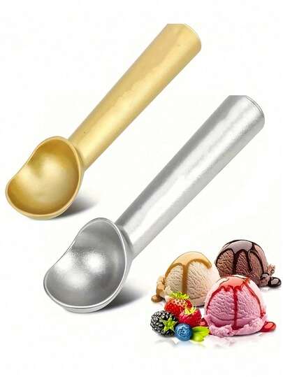 Premium Stainless Steel Ice Cream Scoop - Heavy Duty Metal Ice Cream Scooper With Ergonomic Handle, Perfect For Frozen Yogurt, Gelato, Cookie Dough And Sorbet, Dishwasher , Available In Gold, Black And Silver