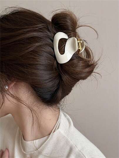 1pc Women's Asymmetrical Geometric Metal Hair Clip, Suitable For High Ponytail Updo, Casual Hair Accessory, Medium Size Hair Claw