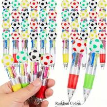 6/12支装足球主题派对礼品 - 各式圆珠笔，趣味新年礼物，适合运动爱好者，多种款式可选，迷你彩色圆珠笔，可爱有趣的四合一圆珠笔，散装圆珠笔，生日礼物，复活节教师用品，完美的足球派对小礼物，款式随机 - 套裝 - 查看 6