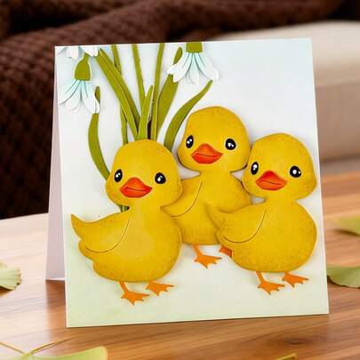 创意鸭子模具，DIY剪贴簿相册和压花模板，贺卡制作工具，卡片纸切割工艺品，礼品卡制作模板模切。