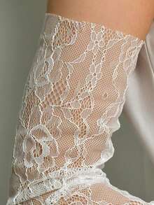 白色蕾丝新娘袖套一对，长款无弹力，优雅百搭，适合女士连衣裙、正式场合、派对等。 - 白色 - 查看 11