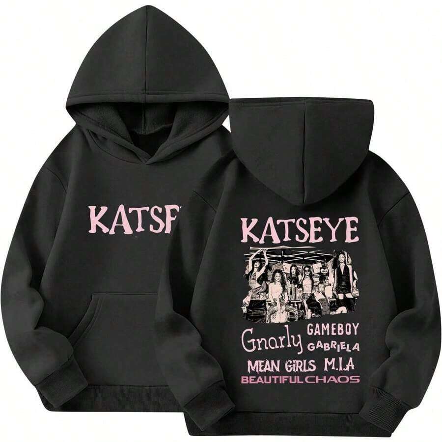 Unisex KATSEYE Hoodie Music Album KATSEYE Merch Hoodies Fashion Graphic Sweatshirt Long Sleeves Hoodie - màu đen - Xem 1