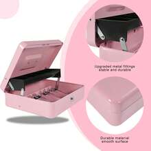 HOMEYUER Locking Cash Box With Lock,Money Box With Cash Tray,Lock Box With Key,Money Saving Organizer,11.81Lx 9.45Wx 3.54H Inches - Xem 5