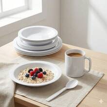 Kit Of 10 Mugs (400ml), 10 Soup Plates (22cm), And 10 Colorful Reusable Plastic Spoons. - trắng - Xem 6