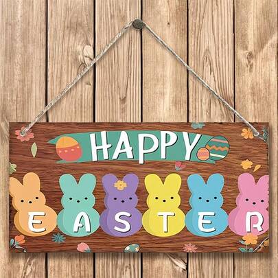 2D Flat Wooden Decorative Pieces, Featuring Colorful Rabbit, Egg And Flower Designs, Suitable For Easter And Spring Celebrations. Great For Home Decor And Holiday Gatherings