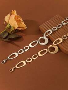 Cadena de cintura de disco de metal redondo de moda europea y americana, cadena corporal elegante para vestidos y batas, cadena de cintura creativa geométrica - Dorado - Ver 5