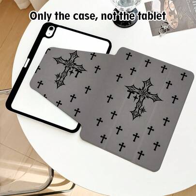 1pc Flip Cover Tablet Protective Case With Pen Slot, Cross Pattern, 720 Degree Rotating Stand, PU Leather Case With Auto Sleep/Wake Function, Suitable Compatible With Huawei, Honor, Apple, And Other Tablet Brands, Suitable For Back To School, Valentine's Day