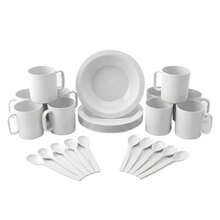 Kit Of 10 Mugs (400ml), 10 Soup Plates (22cm), And 10 Colorful Reusable Plastic Spoons. - trắng - Xem 1