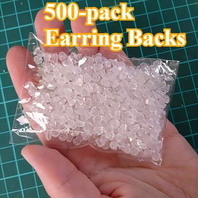 500pcs Transparent Earring Back Clasps - Silicone Material Secure Fit, Suitable For Pierced Earrings, Jewelry Making, DIY Crafts - Compatible With Earrings, Pendants, Hoop Earrings - (500pcs Set) - Suitable For Beginners And Professionals, Earring Accessories, Craft Supplies | Smooth Texture Crafters | Earring Backs | Minimalist Design | Flexible Material | Professional Quality