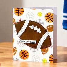 创意橄榄球模具，DIY剪贴簿相册和压花模板，贺卡制作工具，卡片纸切割工艺品，礼品卡制作模板模切。 - 銀色 - 查看 8