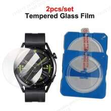 2 Stücke Komfort-Passform Displayschutzfolie aus gehärtetem Glas für Watch GT6/GT5/GT4/GT2Pro Serie, mit Selbstausrichtungsrahmen, 9H Härte, hohe Klarheit, empfindliche Berührung, Feder-Geschenk - Verschiedenfarbig - Übersicht 5