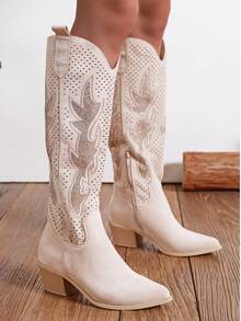 Fashionable Women's Western Boots For Spring And Summer - Beige - View 4