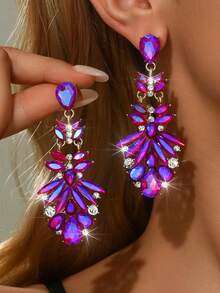 Mẫu mới năm 2026: 1 đôi bông tai đính đá pha lê lấp lánh sang trọng, màu chuyển sắc, rất phù hợp cho phụ nữ đeo hàng ngày, đi nghỉ mát, dự tiệc, tiệc cưới, hẹn hò, tiệc tùng. - Bông tai MS420 - Xem 12