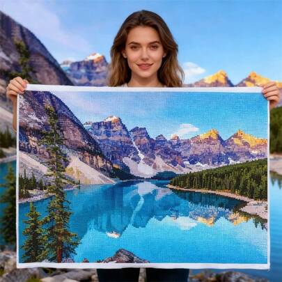 LaoJieYuan 2026 New Style Landscape Nature Mountain And Lake Cross Stitch Embroidery Complete Kit Craft Handmade Hobby Handiwork For Adults Christmas Gift Diy Kit Crafts Embroidered Embroidery Kit Cross Stitch Kits Crochet Kit Punch Needle Kit Sewing Accessories Sewing Kit Embroidery Thread Craft Kit Stitch Stuff Sewing Patterns Crochet Craft Supplies Embroidery Kit Beginners Sewing Pattern