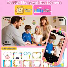 2.8英寸触摸屏儿童智能手机，适合3-12岁女孩，带双摄像头、游戏和音乐播放器的女孩学习玩具手机 - 彩色 - 查看 5